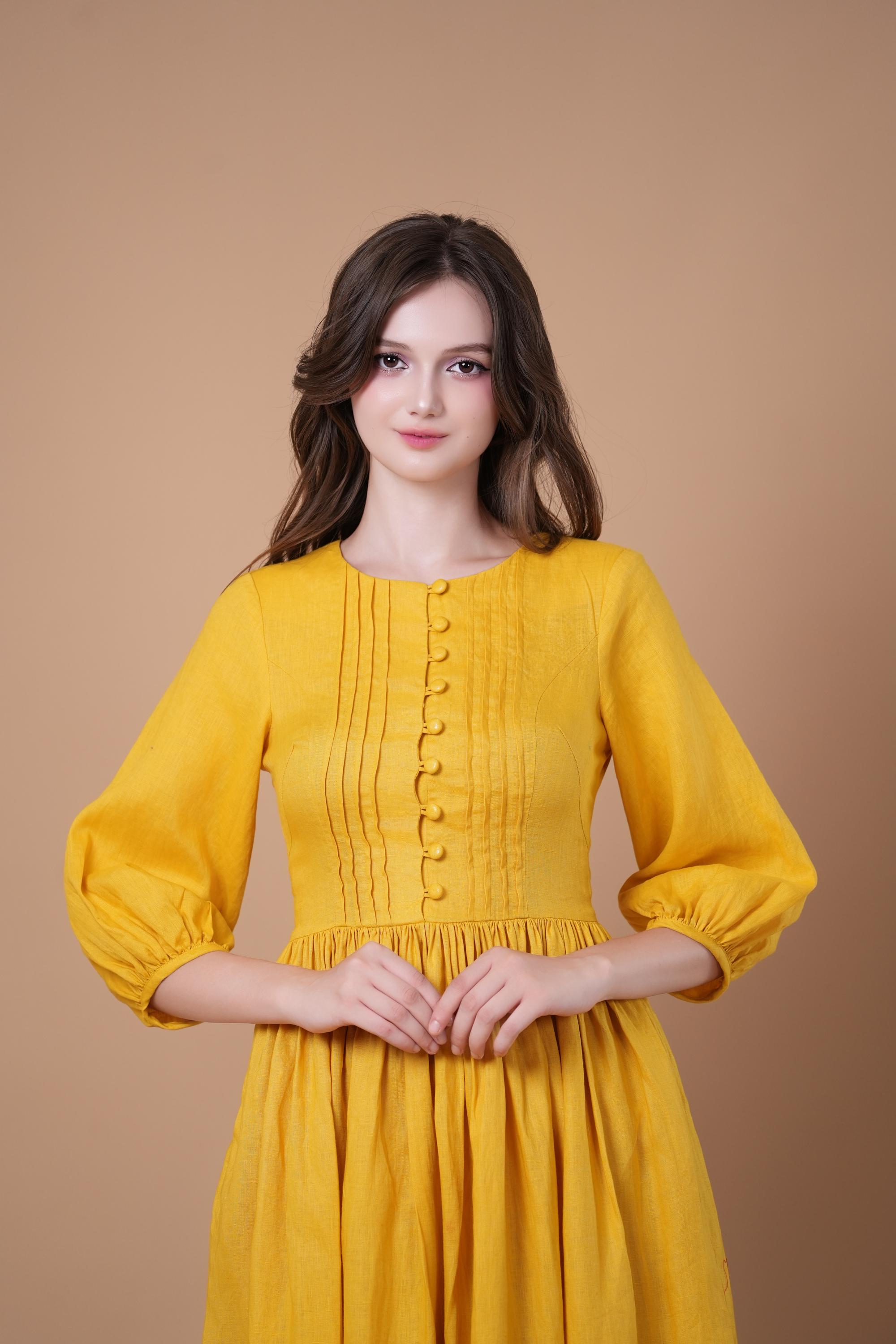 chinese dress ladies HYDRA LONG LINEN DRESS – Mediterraneo Boutique Italiana main image 0