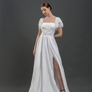 Linen Wedding Dress ELY, Modest Wedding Dress, Summer Wedding dress, Flowy Linen dress, Backyard Wedding dress, Alternative wedding dress