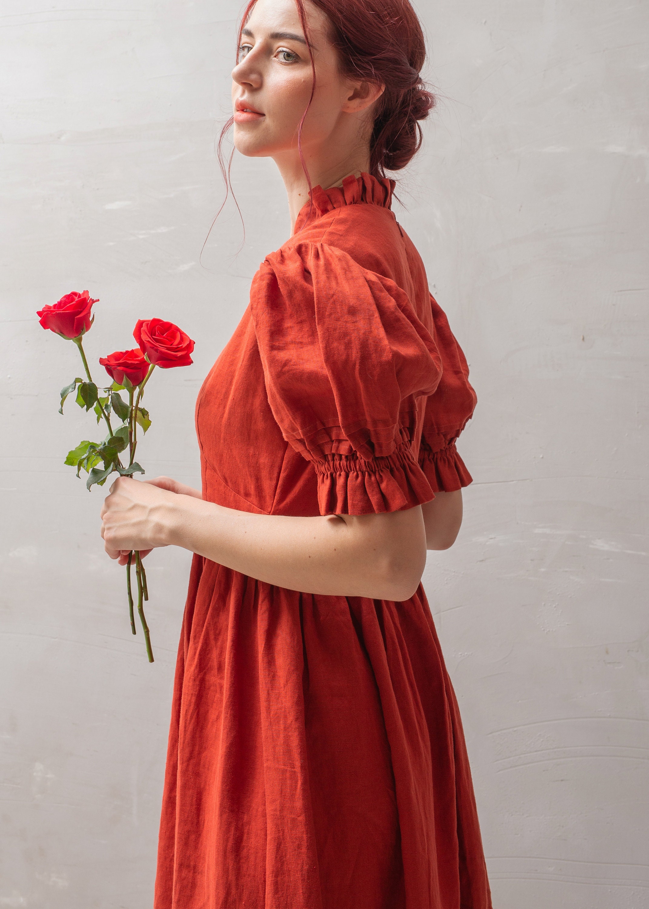 Linen Dress KARA, Cottagecore Linen Dress, Red Linen Dress, Linen Summer  Dress, Romantic Linen Dress, Maxi Linen Dress - Etsy Israel