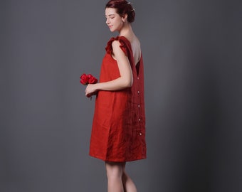 Linen Dress REDD, Linen loose Dress, Summer dress, comfortable linen dress, Linen Sun dress, Customized linen dress, Plus size clothing