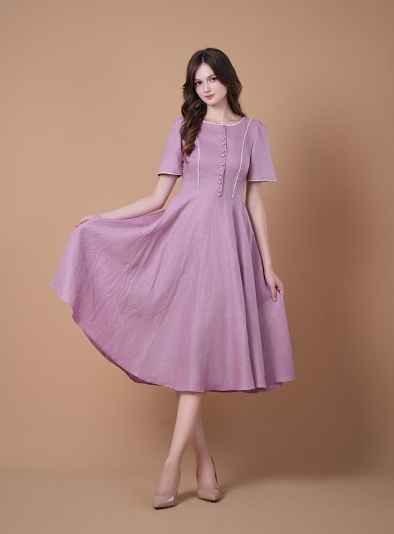 chinese dress ladies Fit & Flare A-Line Midi Dress in Vanilla