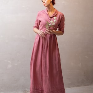 Elegant Linen Dress TOKYO, Maxi Linen Dress, Long Linen Dress, Handmade dress, Linen Summer dress, Linen Clothing for Women, Vintage linen Bild 2