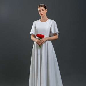 Linen Wedding Dress LITHIA - Forest & Backyard Bridal Gown - Alternative wedding dress - Simple Wedding Dress - Reception Dress