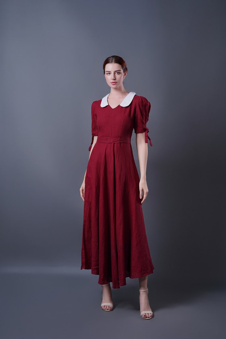 Vintage Linen Dress LONDON Maxi Linen Dresspuffed Sleeves - Etsy