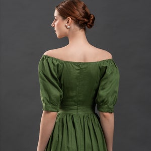 Cottagecore Linen Dress MALTA Romantic Green Maxi Dress Long Linen Dress Handmade to Order image 8