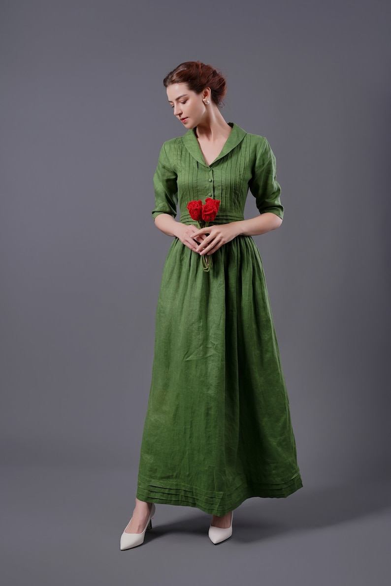 Elegant Linen Dress TOKYO, Maxi Linen Dress, Long Linen Dress, Handmade dress, Linen Summer dress, Linen Clothing for Women, Vintage linen image 1