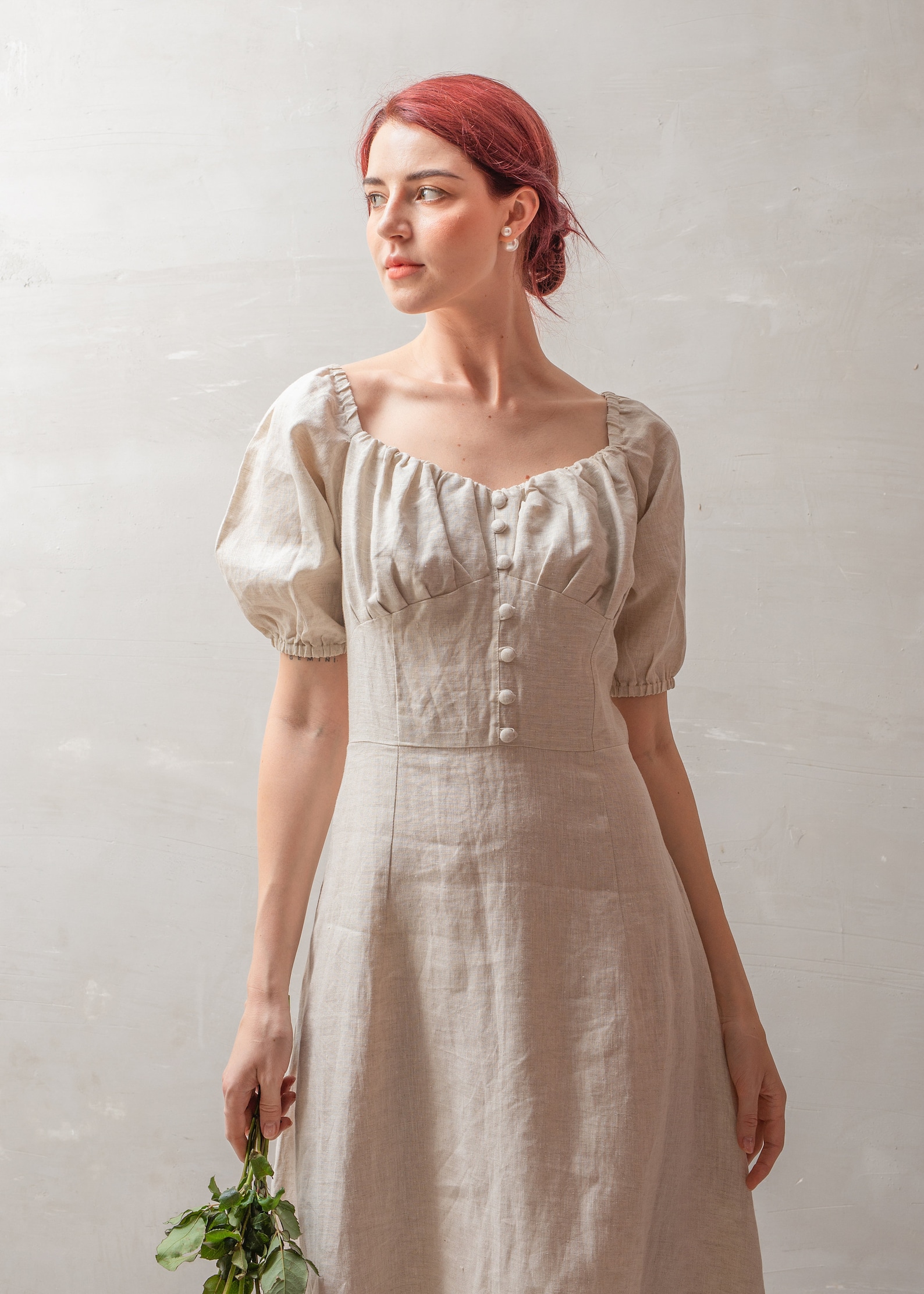 Linen Dress LYON Midi Linen Dress Vintage Linen Clothing Etsy