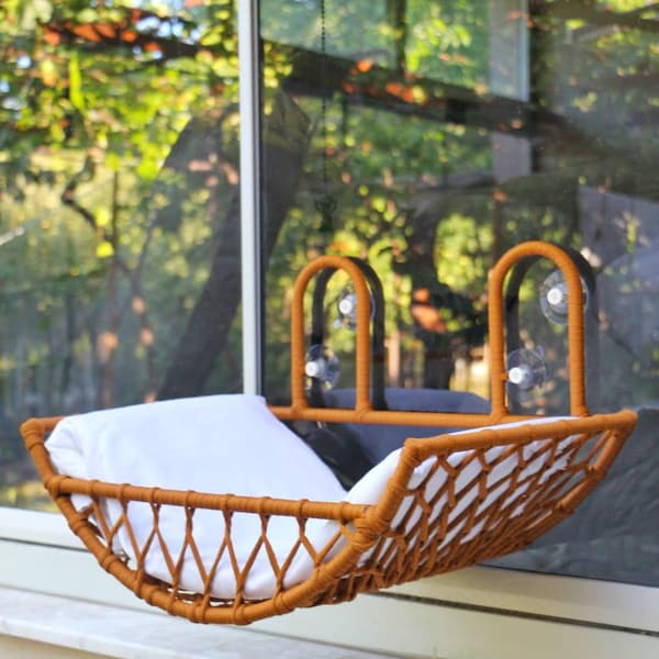 Hand Knitted Cat Hammock: Window Perch with Suction Cups