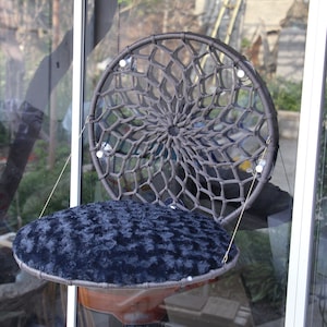Wall and glass mountable cat hammock cat shelf handmade,  Macrame Cat Bed With Glass Suctions, Cat Hammock, Handmade Hammock