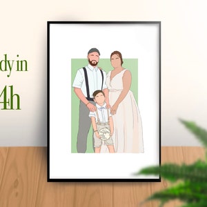Personalized portrait, faceless digital drawing, father&#39;s day portrait, original gift