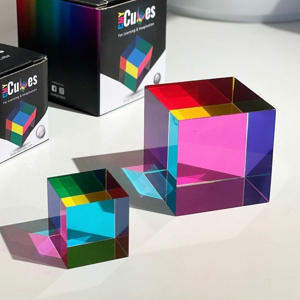 CMY Cubes® The Original CMY Cube  - Color Cube - Subtractive Color Mixing, Diamond Polished, Scientific and Educational Toys, Physics Toys