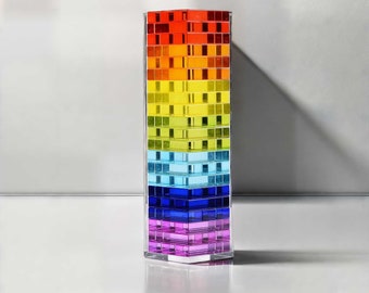 Newton’s Tower - CMY Cubes  - Rainbow Acrylic Tumbling Tower - Rectangle Stacking Translucent Blocks for all ages - Color, Light & balancing