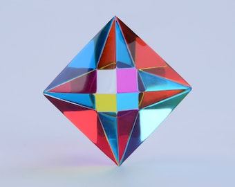CMY Cubes® The Aether - Octahedron, Optical Polyhedron, Subtractive Color Mixing, Diamond Polished, Scientific and STEM Toys