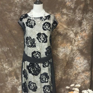 1920 style real silk drop waist dress, with silk underdress