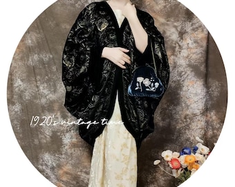 1920 style silk velvet cocoon coat art deco opera coat, Downton Abbey, Gatsby coat