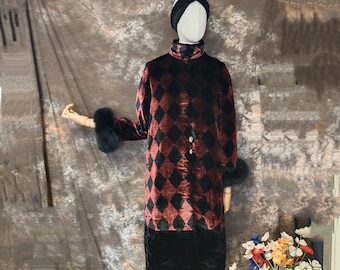 1920s style winter coat silk velvet art deco coat, Gatsby Downton Abbey coat