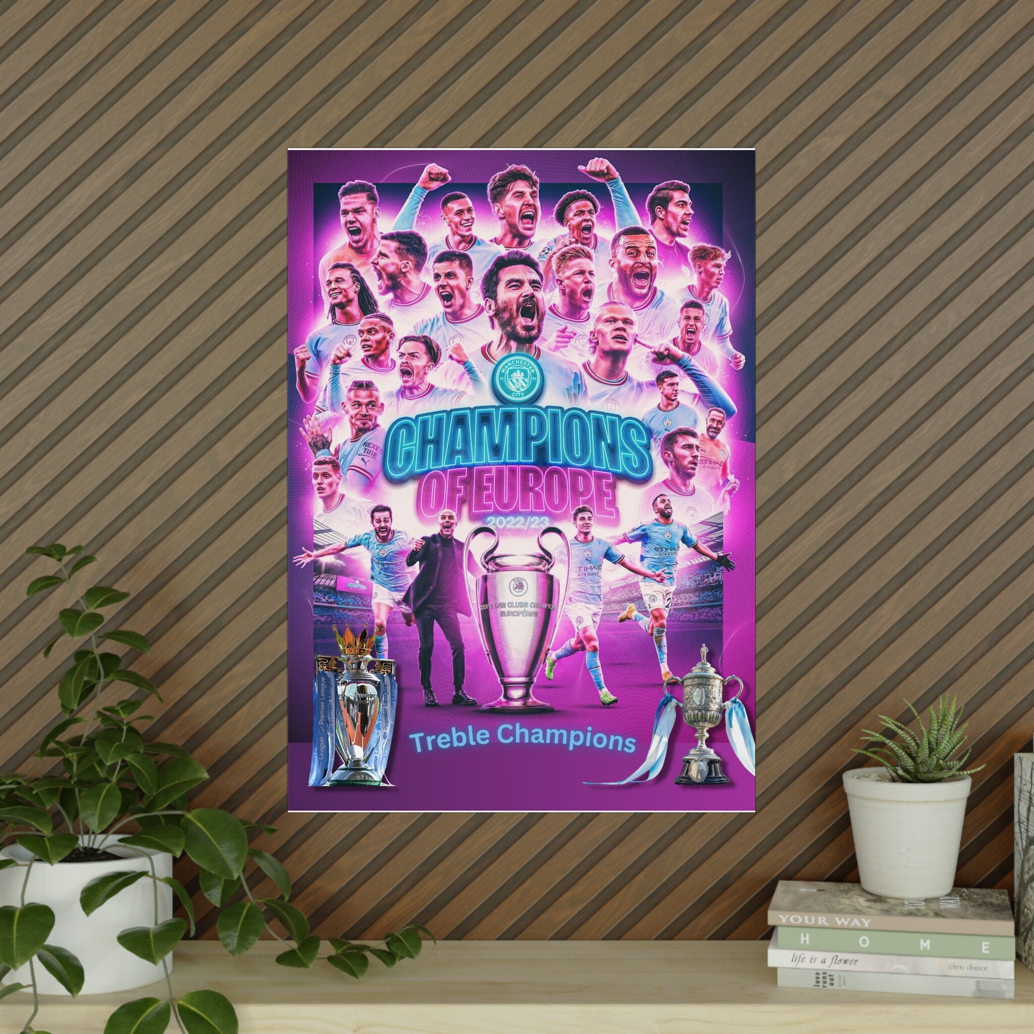 Manchester City Treble Poster Champions League Winning Poster Digital