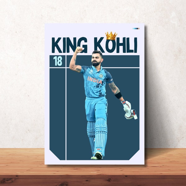 Virat Kohli Poster King Kohli Digital Poster Virat Kohli Poster for Room Decor Poster Cricket Poster Team India Poster Kohli Fan Gift Art HD