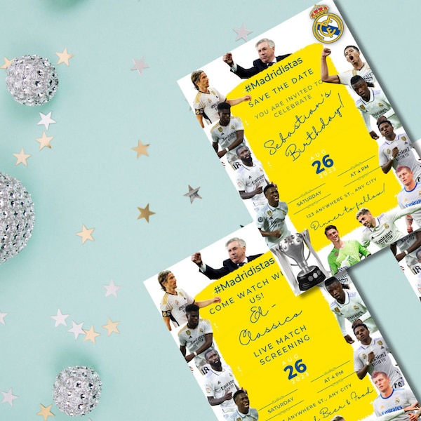 Real Madrid Party Invite Real Madrid Birthday Invitation Real Madrid Wedding Invitation for Football Match Real Madrid Theme Gift Madrid Fan