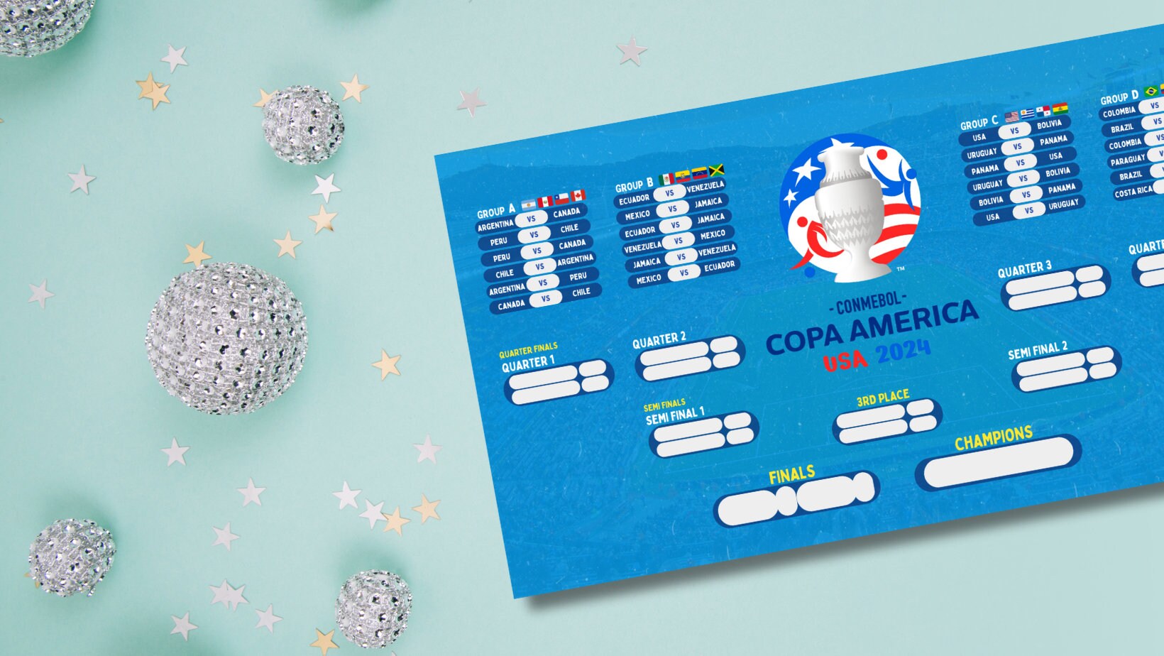 Copa América 2024 Wall Chart Copa America Fixtures Printable Chart Copa ...
