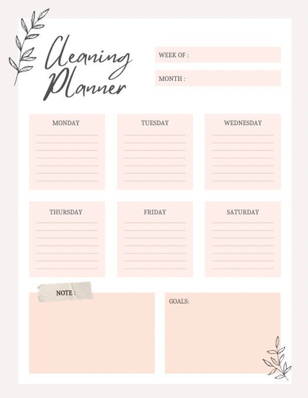 Editable Cleaning Schedule Printable Weekly Monthly - Etsy UK