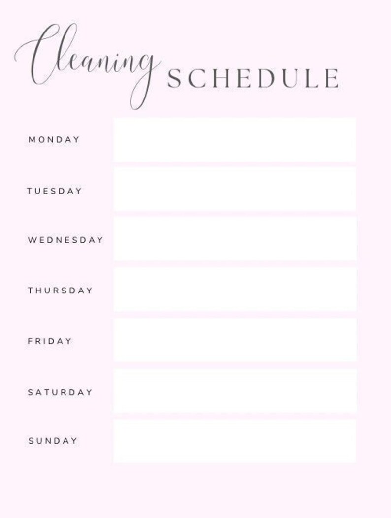 Editable Cleaning Schedule Printable Weekly, Monthly, Yearly Cleaning
