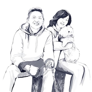 Custom Hand drawn portrait , special memory, digital hand drawn gift, gift for love, daddy gift, baby portrait, family or pets from photo.