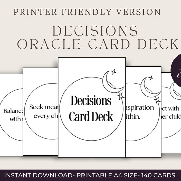 Printable Oracle Card Deck: Yes No Decision Cards - Tarot Deck Alternative - Oracle Answers for Guidance - Printable Card Deck