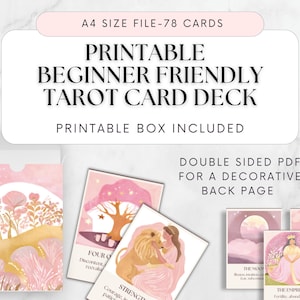 Anfänger Tarot Deck Druckbares Tarot Deck Rosa Feminine Tarot Orakel Karten Pastel Aesthetic Mystical Card Deck Geschenk