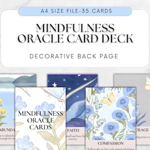 Mazzo di carte dell'oracolo della consapevolezza, carte di affermazione quotidiana della consapevolezza, carta della consapevolezza per il pensiero positivo, carte spirituali stampabili con toni tenui