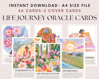 Printable Oracle Card Deck: Spiritual Self-Discovery and Tarot Affirmation Cards, Life Journey Affirmation Cards Printable Tarot