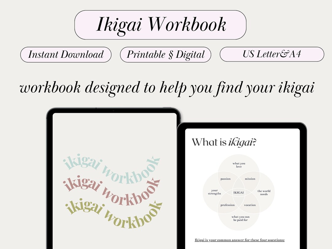 Ikigai Workbook Digital and Printable Ikigai Worksheet Career - Etsy