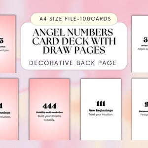 Angel Number Oracle-affirmatiekaarten Afdrukbaar tarotdeck voor engelnummer Psychic Reading Naslaggids digitale numerologie Engelnummers