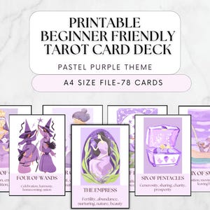 Baraja de Tarot Imprimible, Baraja de Cartas del Oráculo - Herramientas de Adivinación Digital, Cartas del Oráculo Digitales - Baraja de Oráculo en Acuarela con Ilustraciones