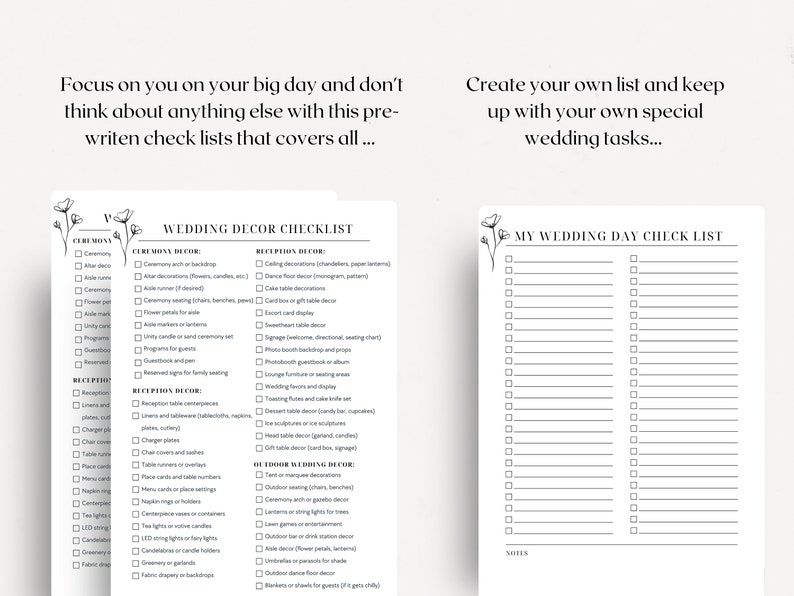 Wedding Checklist Printable Wedding to Do List Wedding - Etsy