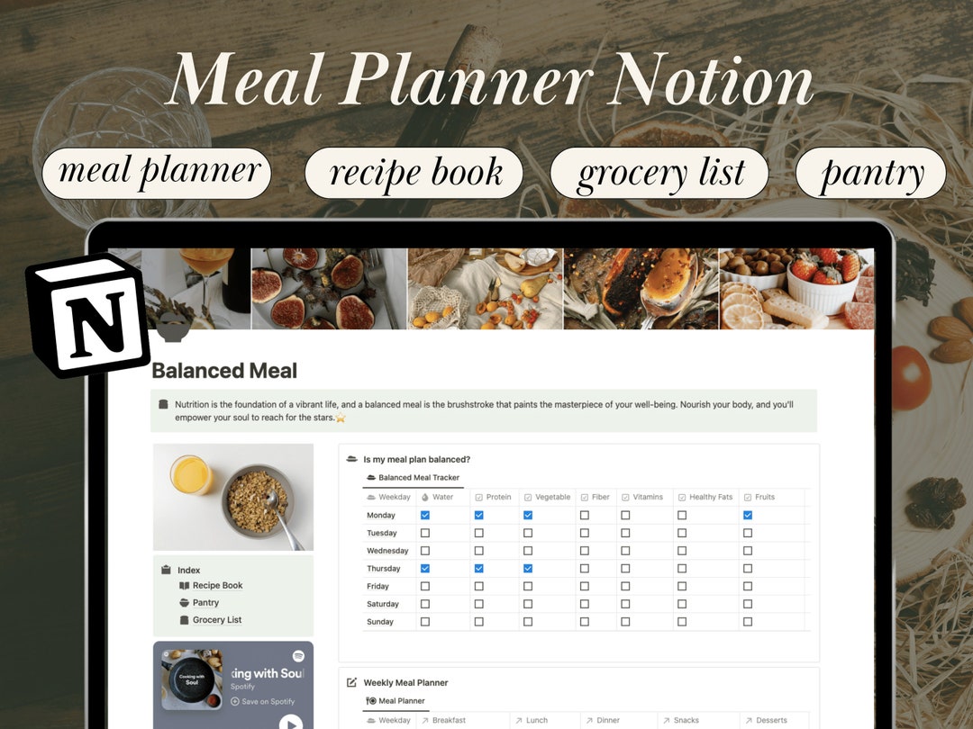 Meal Plan Notion Template Digital Meal Planner, Recipe Book, Grocery ...