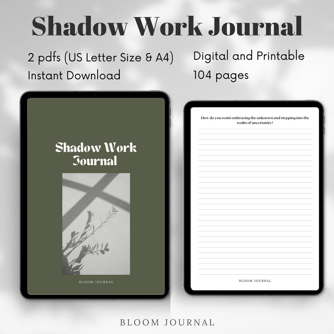 Digital Printable Shadow Work Journal Selfreflection Healing Etsy