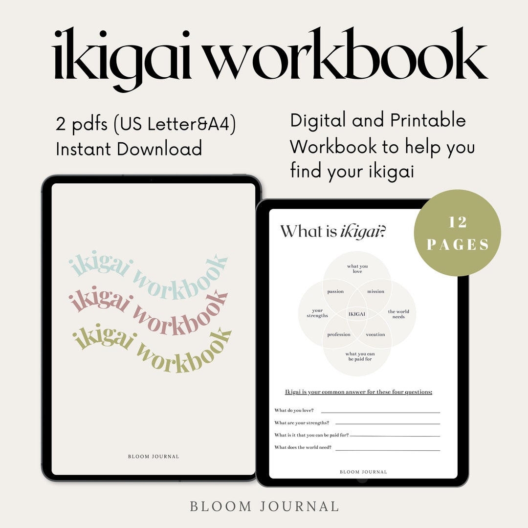 Ikigai Workbook Digital and Printable Ikigai Worksheet Career - Etsy