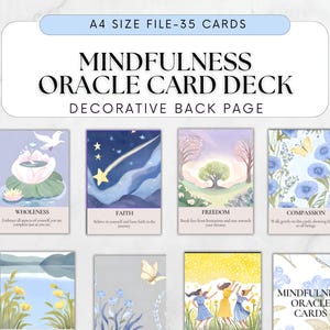 Mazzo di carte dell'oracolo della consapevolezza, carte di affermazione quotidiana della consapevolezza, carta della consapevolezza per il pensiero positivo, carte spirituali stampabili con toni tenui