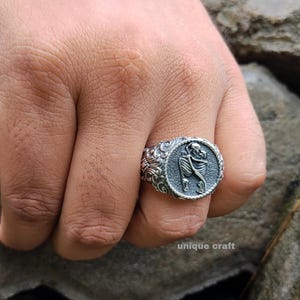 Gothic Skeleton Lovers Ring, Till Death Do Us Part Wedding Band, Oxidized Silver Eternal Love Ring, Memento Mori skull Ring for Men Women image 6