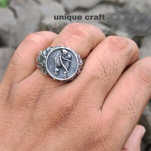 Gothic Skeleton Lovers Ring, Till Death Do Us Part Wedding Band, Oxidized Silver Eternal Love Ring, Memento Mori skull Ring for Men Women image 3