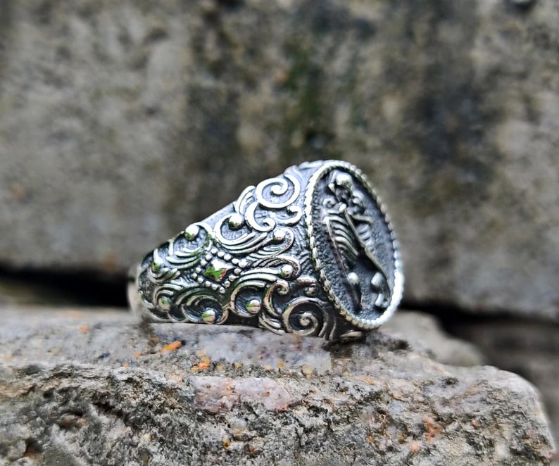 Gothic Skeleton Lovers Ring, Till Death Do Us Part Wedding Band, Oxidized Silver Eternal Love Ring, Memento Mori skull Ring for Men Women image 10