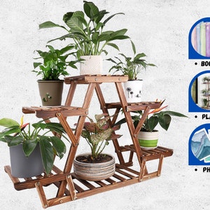 Premium 6-Tier Triangle Corner Wooden Plant Stand - Elegant Multi-Level Display for Indoor Heavy Duty Plants Holder, Perfect Home Decor