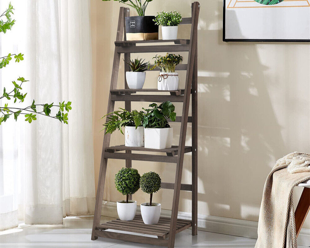 10 Square Wood Plant Stand Indoor Plant Holder Rustic Small Space