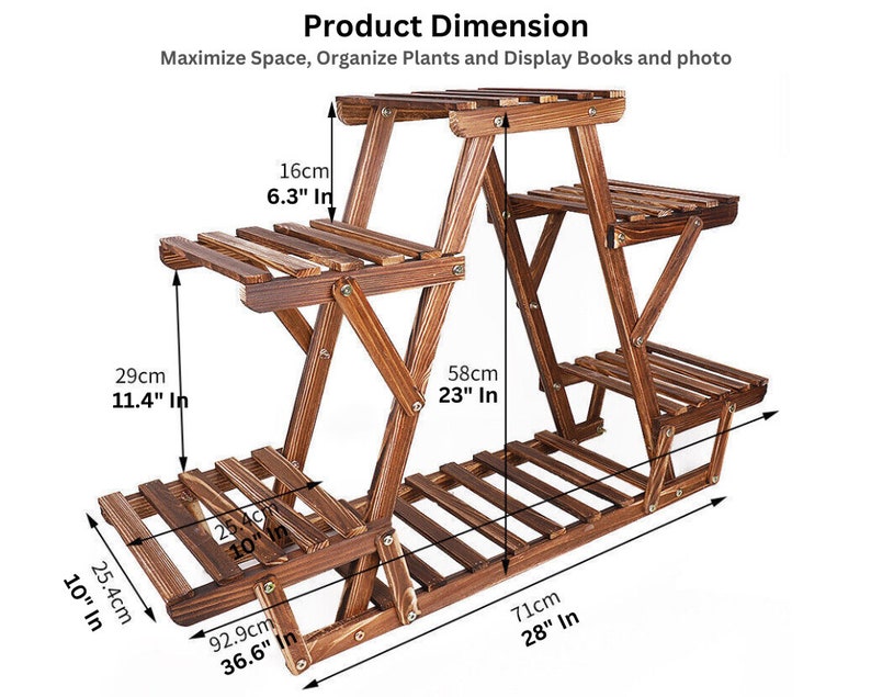 Premium 6tier Triangle Corner Wooden Plant Stand Elegant Multilevel