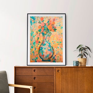 Mosaic Flowers Printable Wall Art l Colorful Mosaic Prints l Room Wall Decor l Flower Prints l Paul Klee style l Instant Download l 033_006