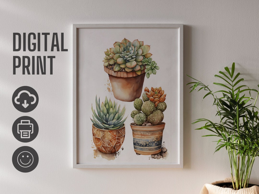 Succulent Art Print Printable Watercolor Art Digital - Etsy
