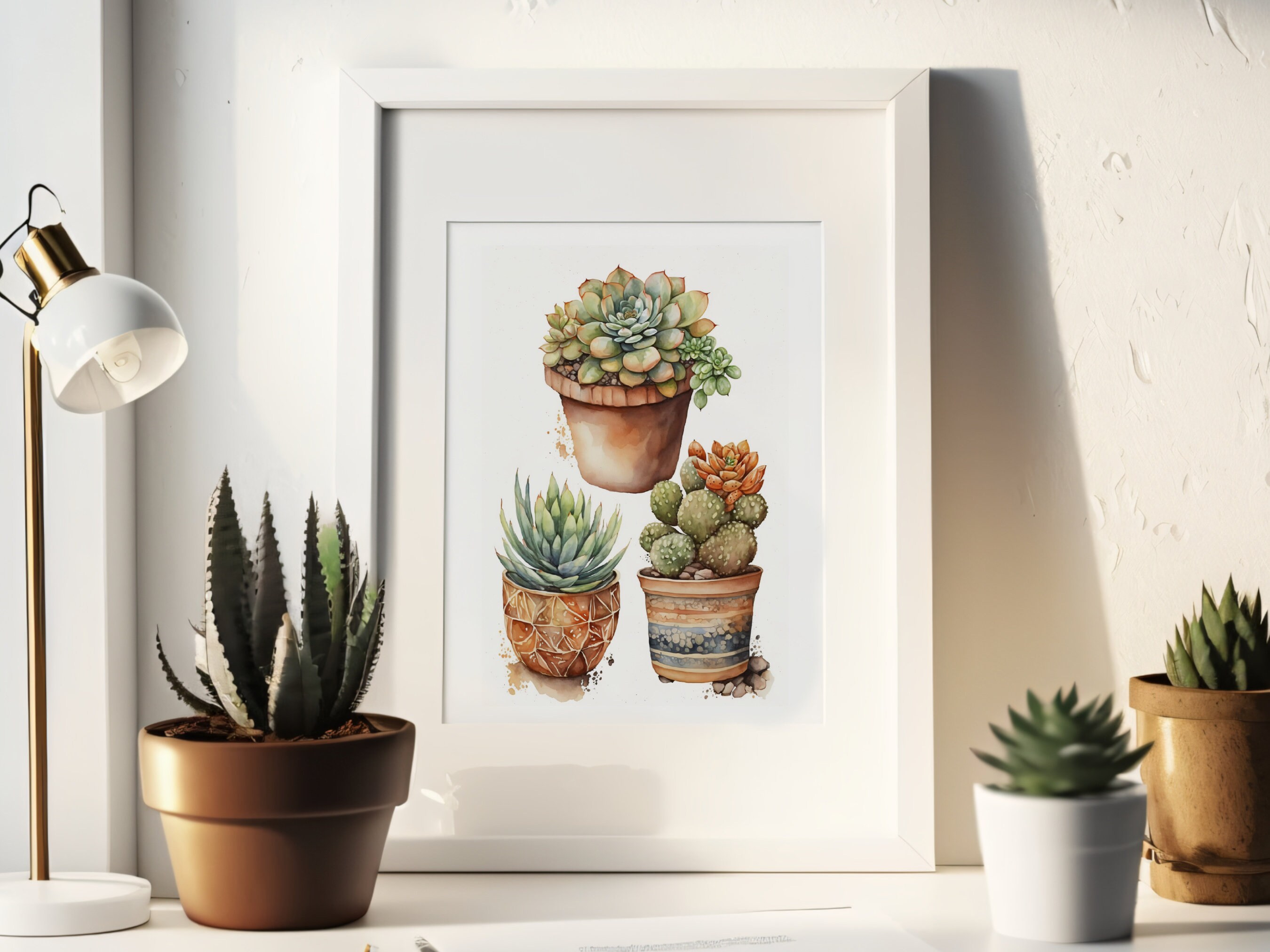 Succulent Art Print Printable Watercolor Art Digital - Etsy