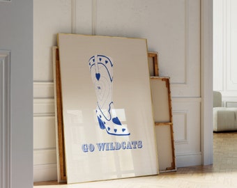 University of Kentucky Print College Apartment Kentucky Wildcats Wall Art Cowgirl Boot Print Lexington Kentucky Print Dorm Decor