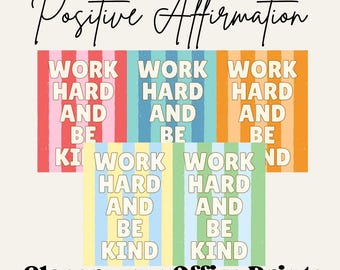 Work Hard Be Kind, Classroom Posters, Inspirational, Motivation, Growth Mindset, Digital Download Poster, Inspirational Classroom